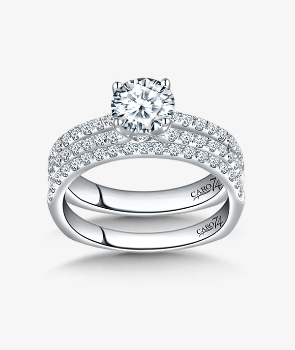 Sterling Silver Solitaire Bridal Ring Set