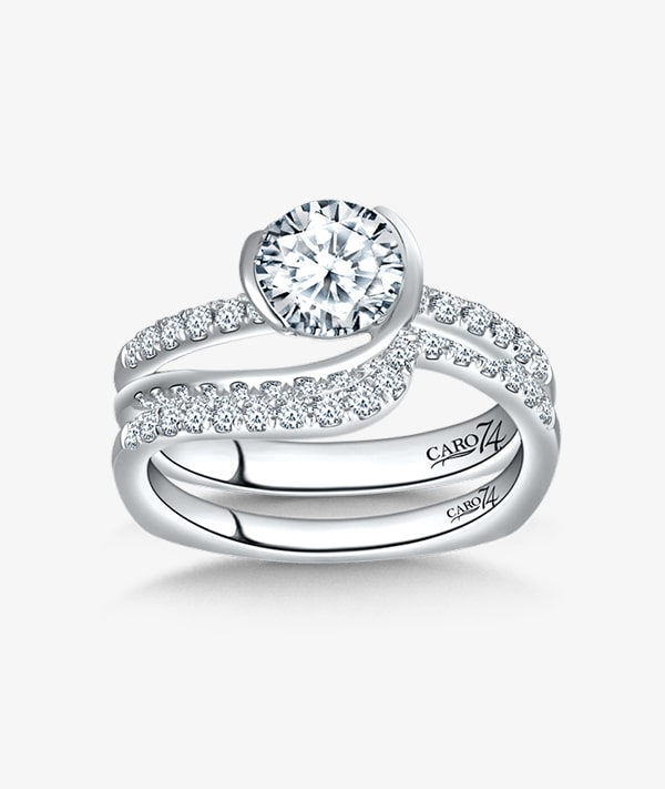 Sterling Silver Solitaire Bridal Ring Set
