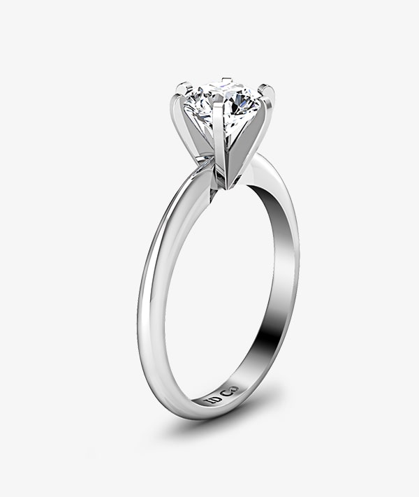 Classic Six-Prong Solitaire Silver Ring