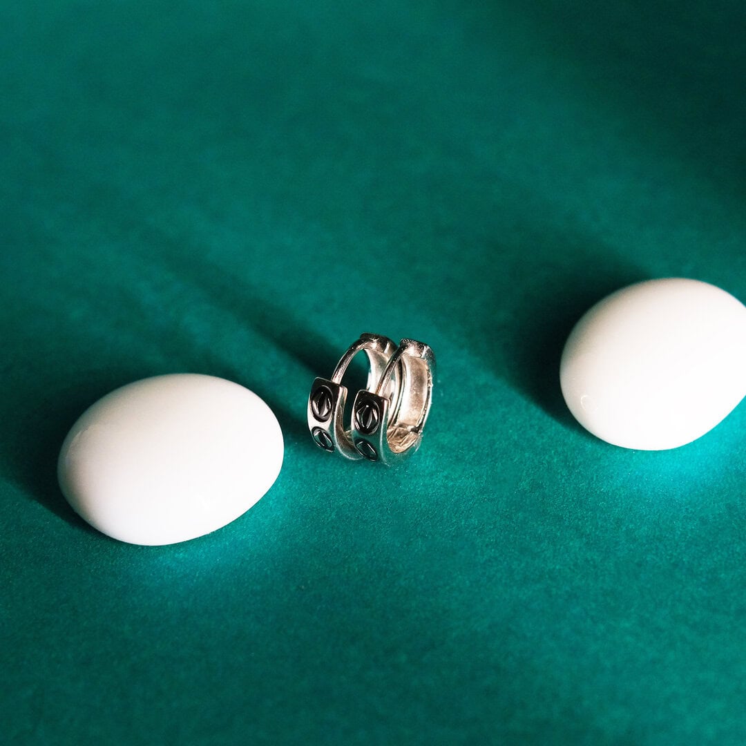 925 Sterling Silver Moon Dust Pattern Earrings for Men | Unisex Hoop Bali