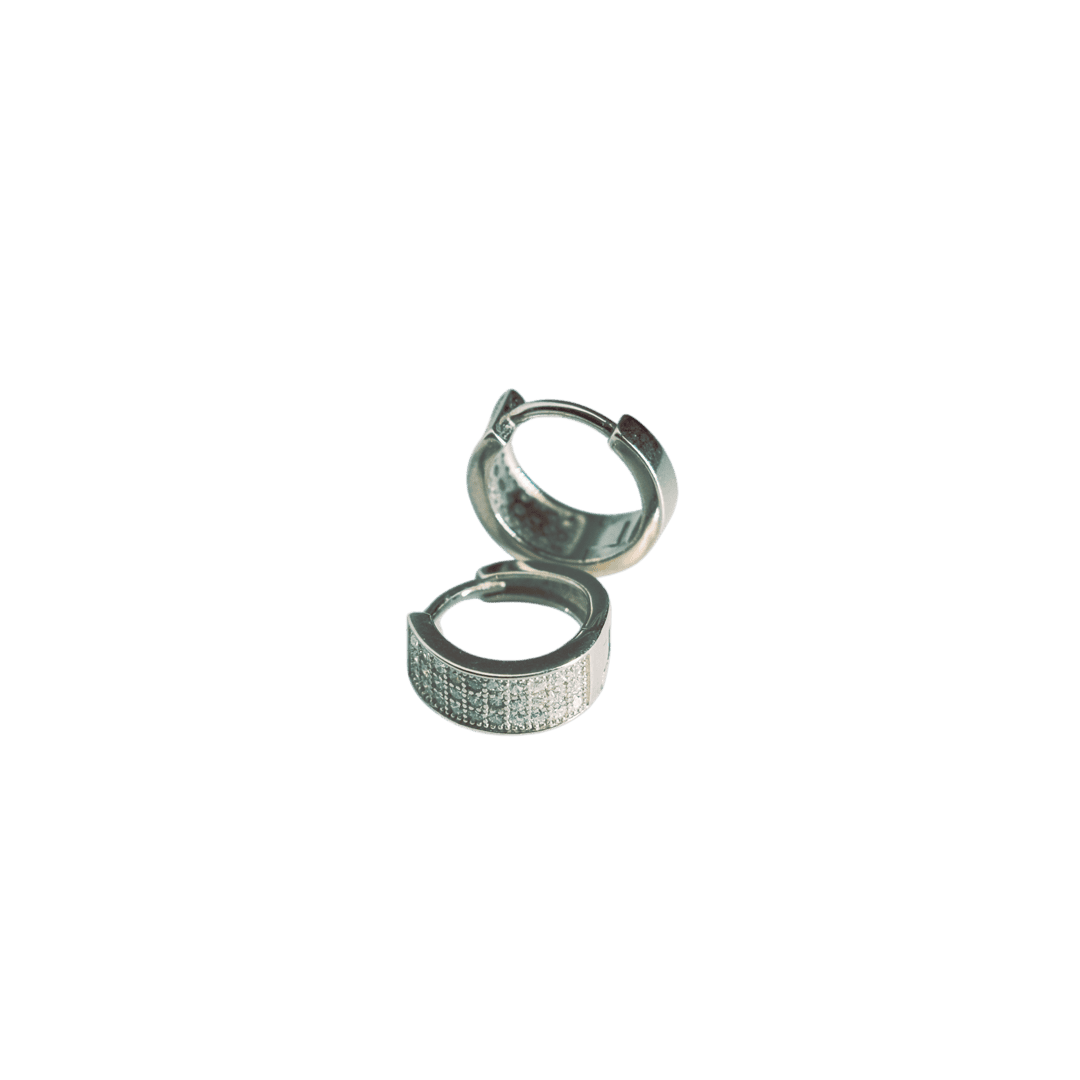 925 Sterling Silver 3-Line Crystal Hoop Earrings | Unisex Sparkling Studs | Elegant