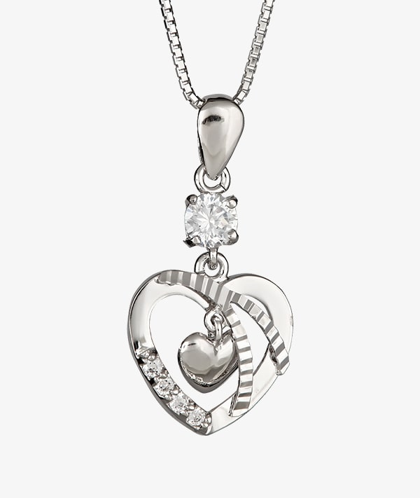 Sterling Silver Twin-Heart Pendant Necklace
