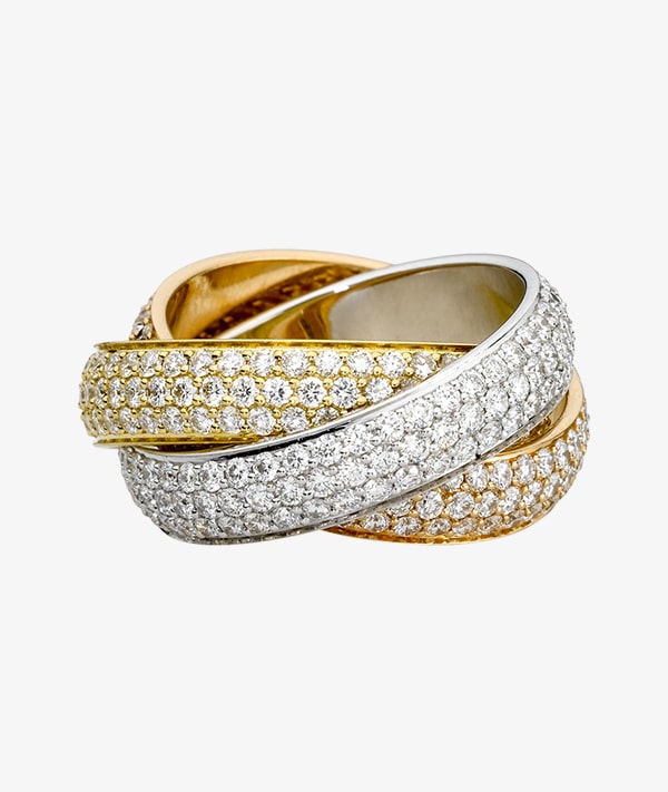Tri-Tone Interlinked Rolling Silver Ring