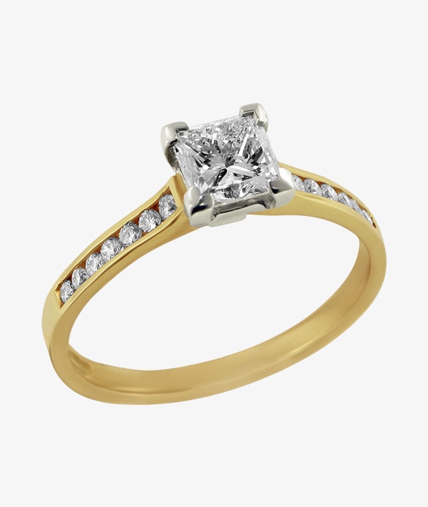 Princess-Cut Channel-Set Silver Ring