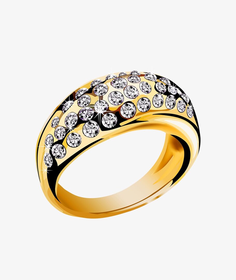 Gold-Tone Domed Crystal Cocktail Ring